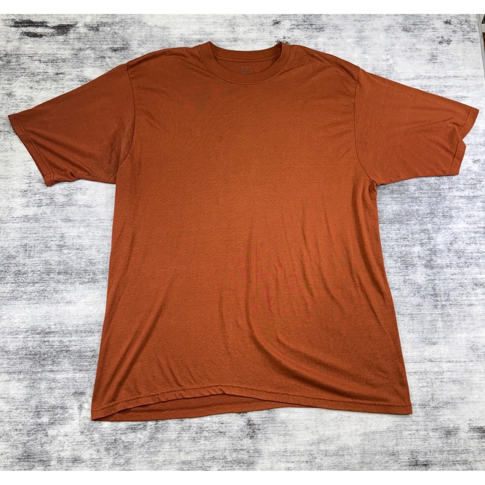 Cabelas Mens 2XL Burnt Orange Short Sleeve Crew Neck Cotton Blend T-Shirt